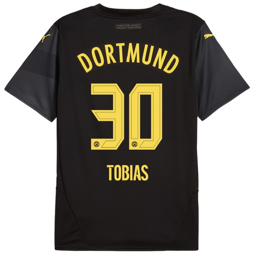 Niño Fútbol Camiseta Vogt Tobias #30 Negro Amarillo 2ª Equipación 2024/25 Argentina