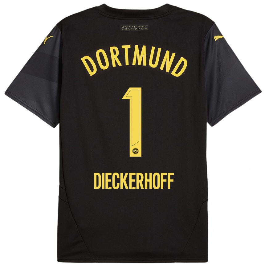 Niño Fútbol Camiseta Max Dieckerhoff #1 Negro Amarillo 2ª Equipación 2024/25 Argentina