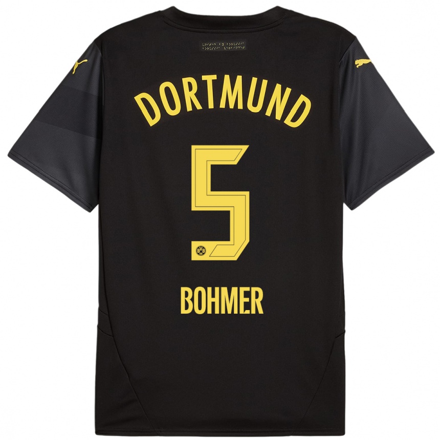 Niño Fútbol Camiseta Tim Bohmer #5 Negro Amarillo 2ª Equipación 2024/25 Argentina