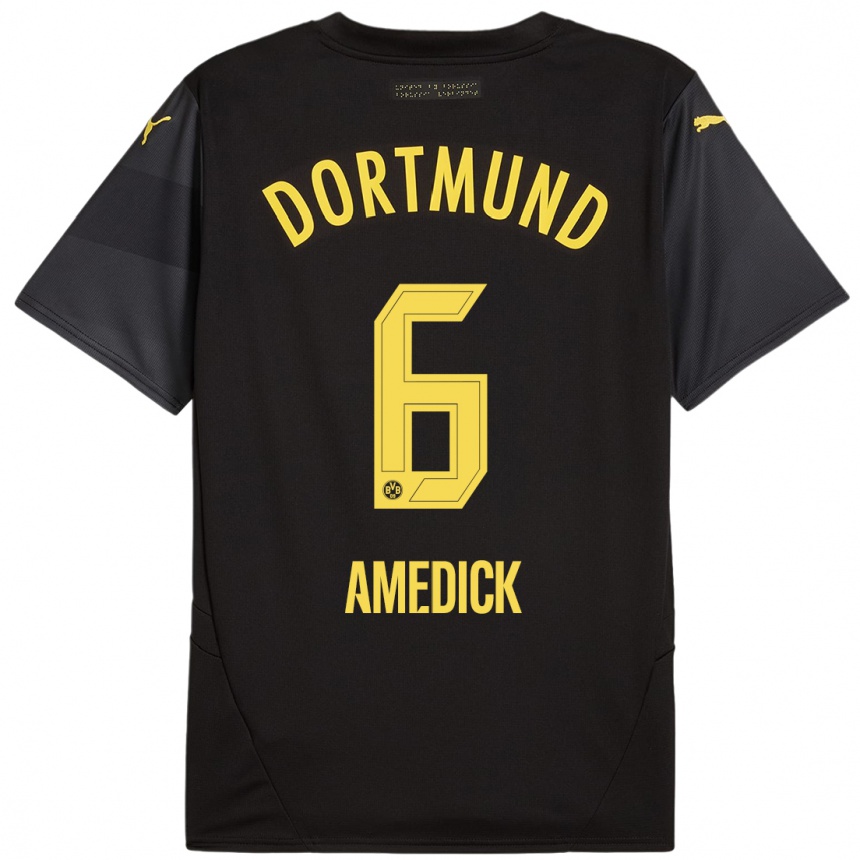 Niño Fútbol Camiseta Maik Amedick #6 Negro Amarillo 2ª Equipación 2024/25 Argentina