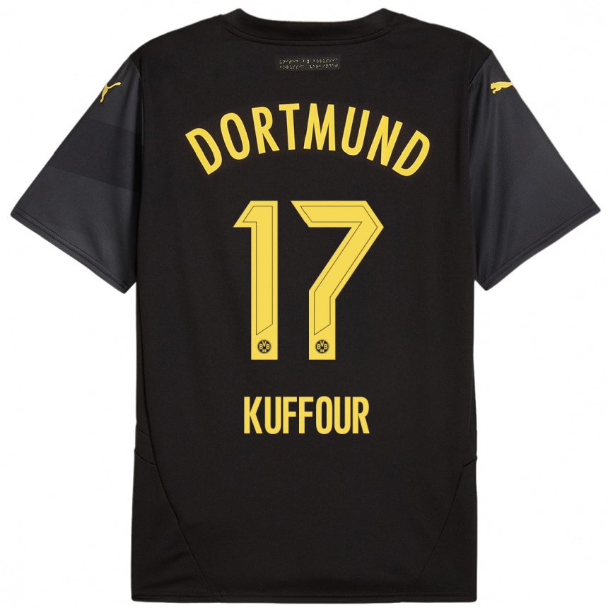 Niño Fútbol Camiseta Lloyd-Addo Kuffour #17 Negro Amarillo 2ª Equipación 2024/25 Argentina