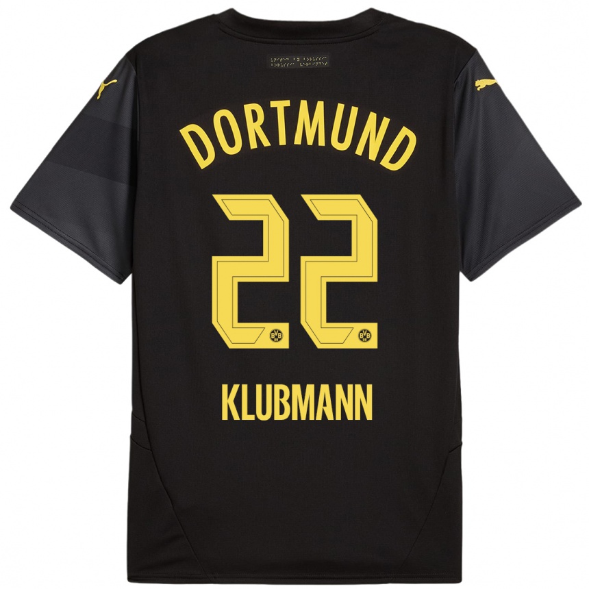 Niño Fútbol Camiseta Leon Klubmann #22 Negro Amarillo 2ª Equipación 2024/25 Argentina