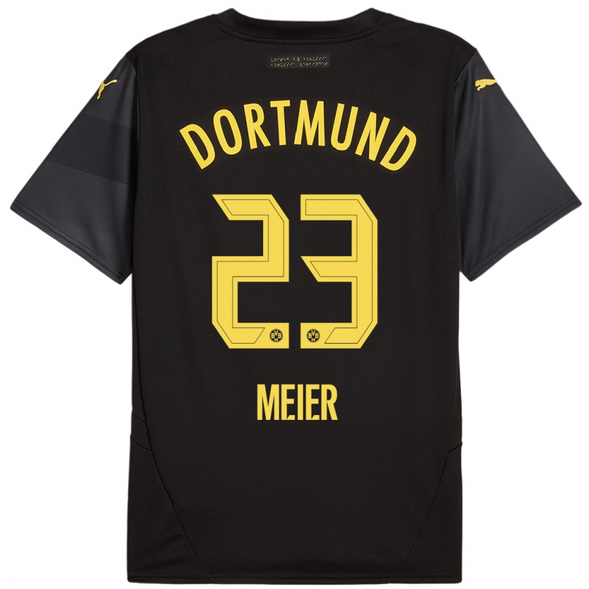 Niño Fútbol Camiseta Maximilian Meier #23 Negro Amarillo 2ª Equipación 2024/25 Argentina