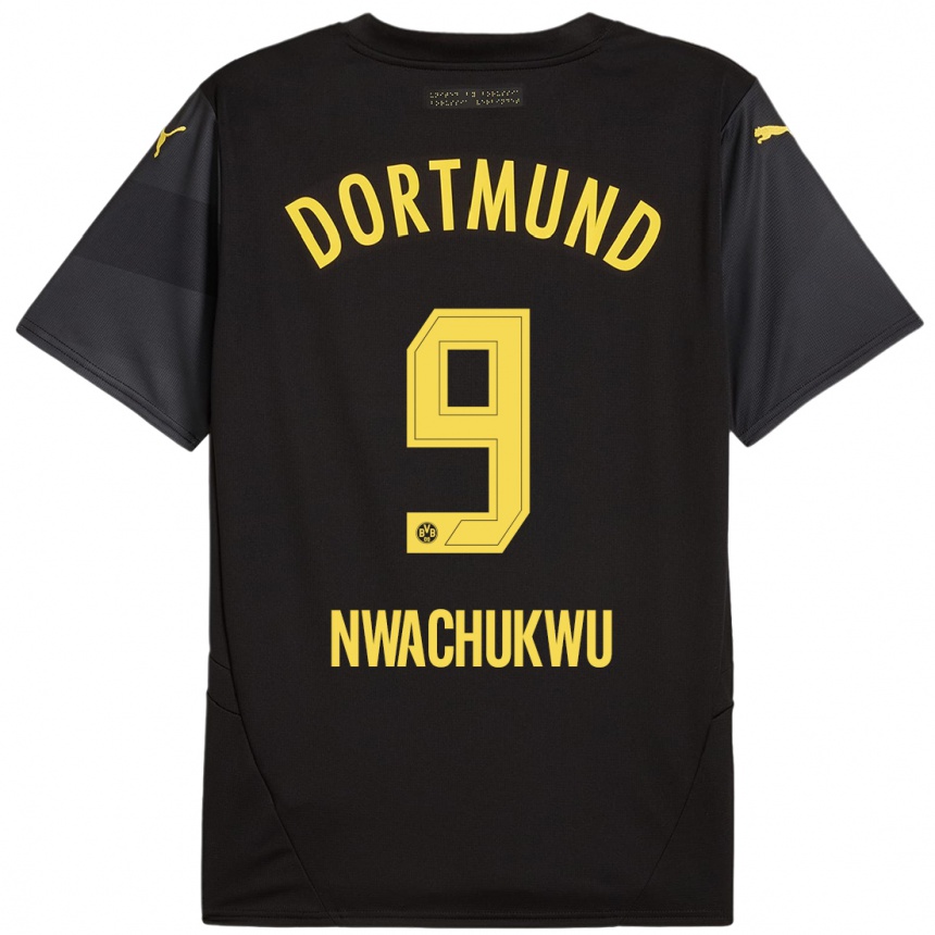 Niño Fútbol Camiseta Isaak Nwachukwu #9 Negro Amarillo 2ª Equipación 2024/25 Argentina