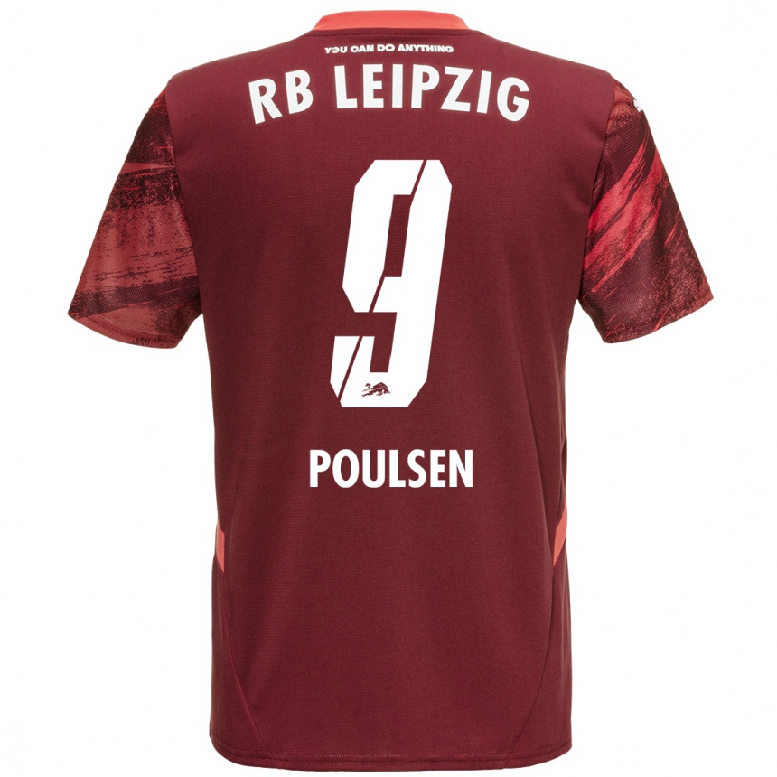 Niño Fútbol Camiseta Yussuf Poulsen #9 Borgoña 2ª Equipación 2024/25 Argentina