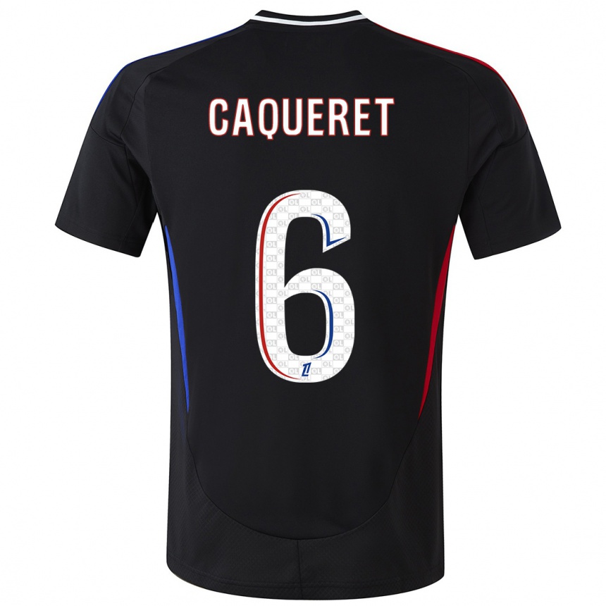 Niño Fútbol Camiseta Maxence Caqueret #6 Negro 2ª Equipación 2024/25 Argentina