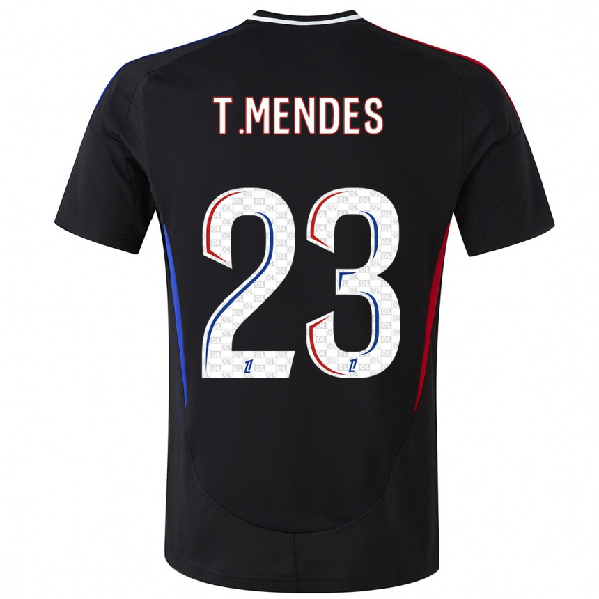 Niño Fútbol Camiseta Thiago Mendes #23 Negro 2ª Equipación 2024/25 Argentina