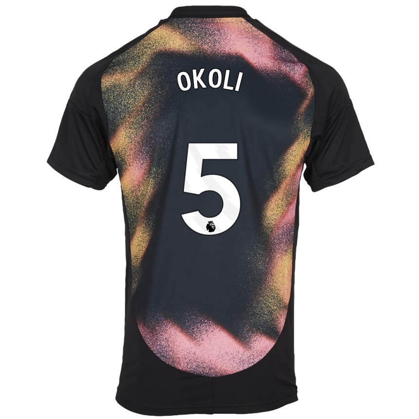 Niño Fútbol Camiseta Caleb Okoli #5 Negro Blanco 2ª Equipación 2024/25 Argentina