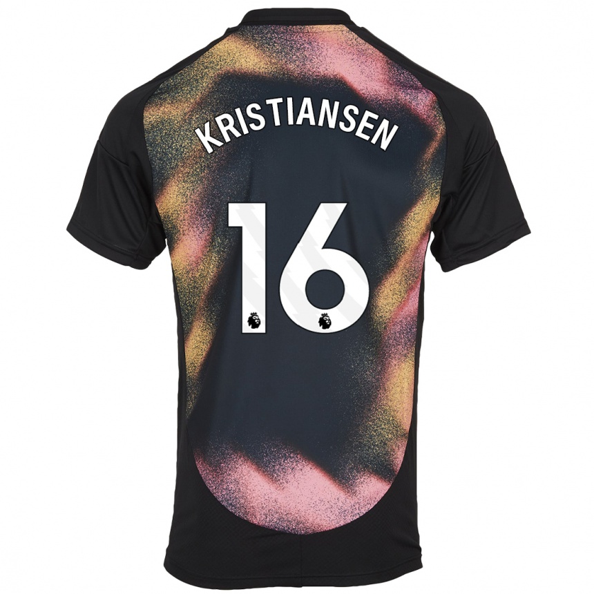 Niño Fútbol Camiseta Victor Kristiansen #16 Negro Blanco 2ª Equipación 2024/25 Argentina