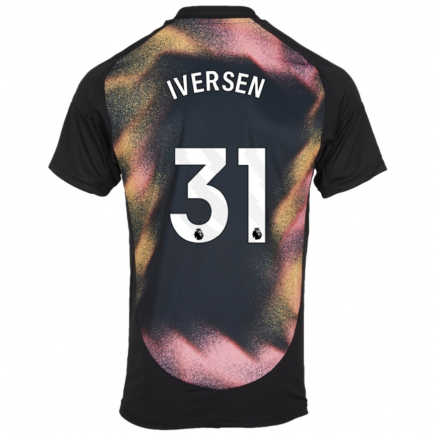 Niño Fútbol Camiseta Daniel Iversen #31 Negro Blanco 2ª Equipación 2024/25 Argentina