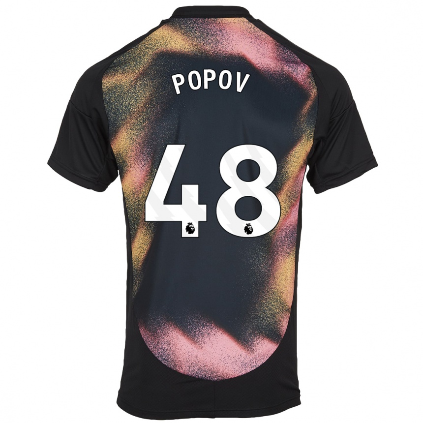 Niño Fútbol Camiseta Chris Popov #48 Negro Blanco 2ª Equipación 2024/25 Argentina