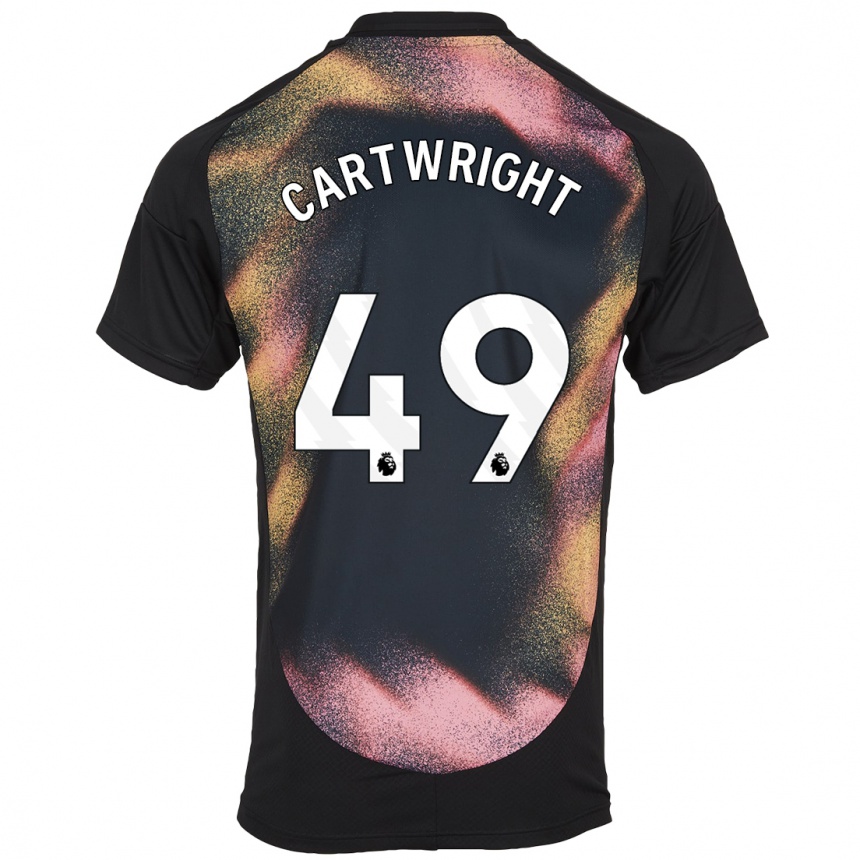 Niño Fútbol Camiseta Henry Cartwright #49 Negro Blanco 2ª Equipación 2024/25 Argentina