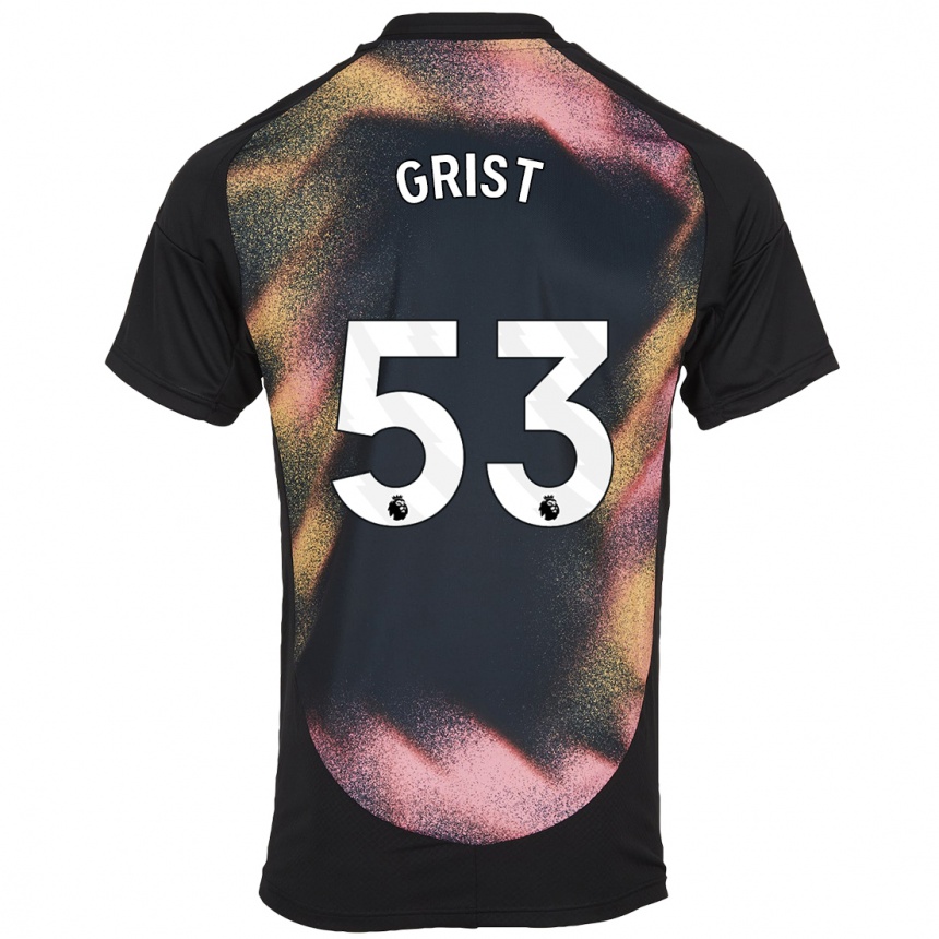 Niño Fútbol Camiseta Ben Grist #53 Negro Blanco 2ª Equipación 2024/25 Argentina