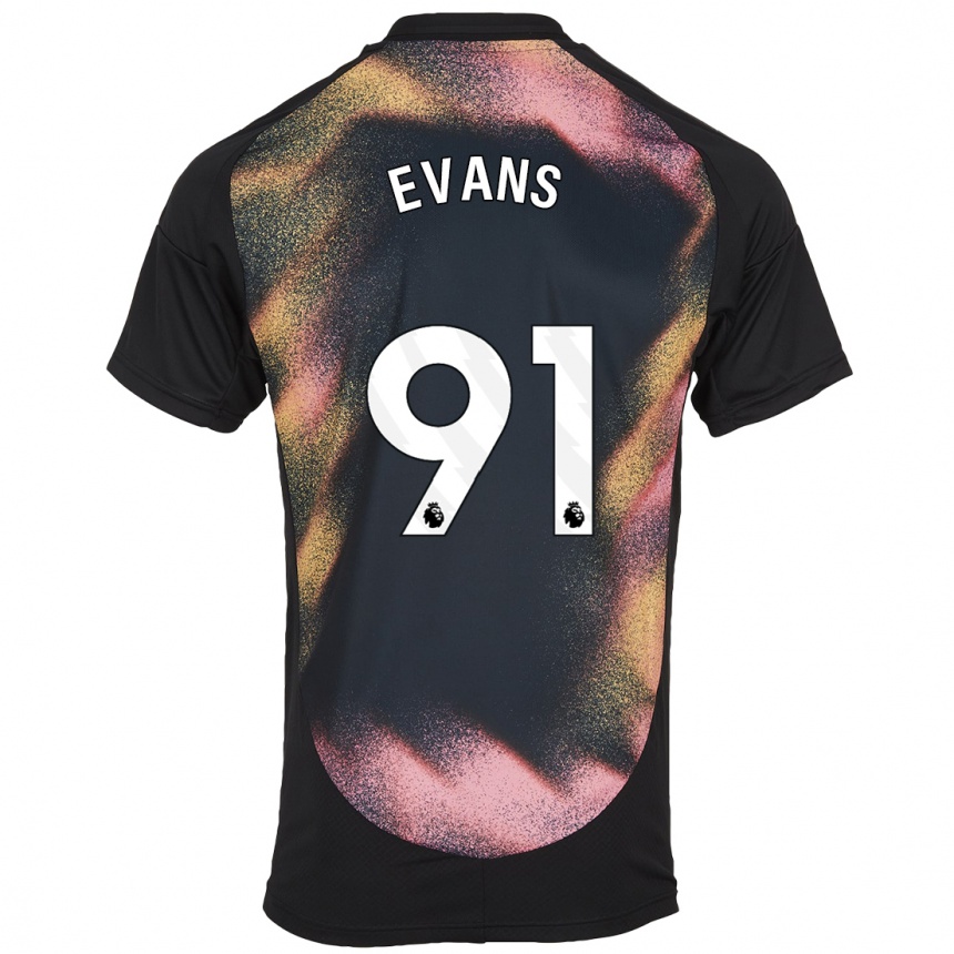 Niño Fútbol Camiseta Jake Evans #91 Negro Blanco 2ª Equipación 2024/25 Argentina