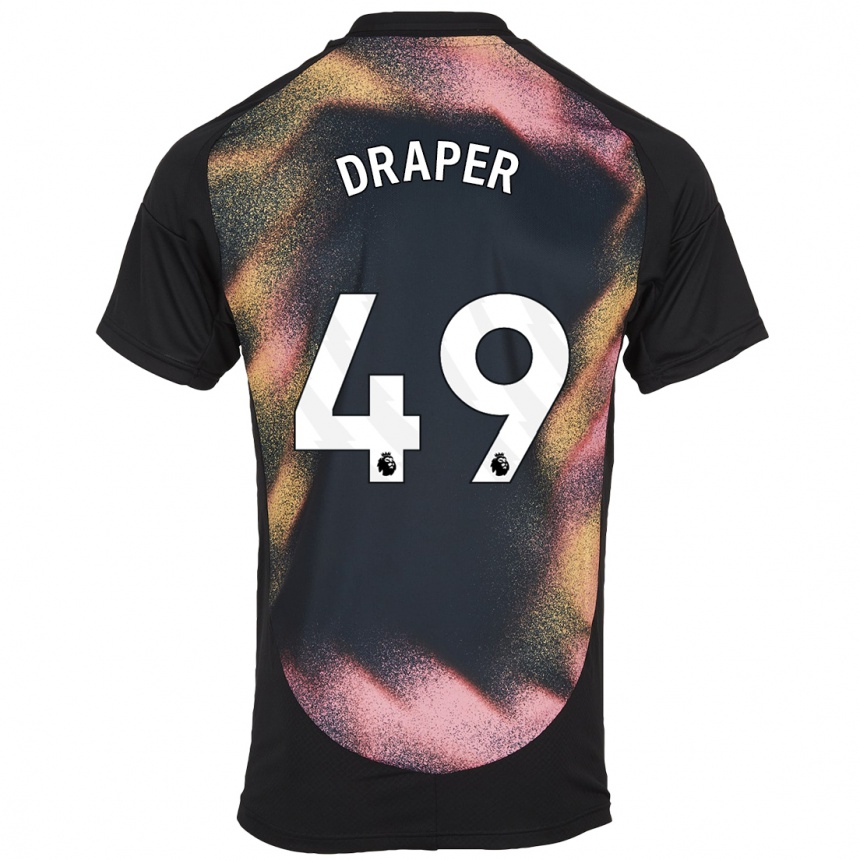 Niño Fútbol Camiseta Denny Draper #49 Negro Blanco 2ª Equipación 2024/25 Argentina