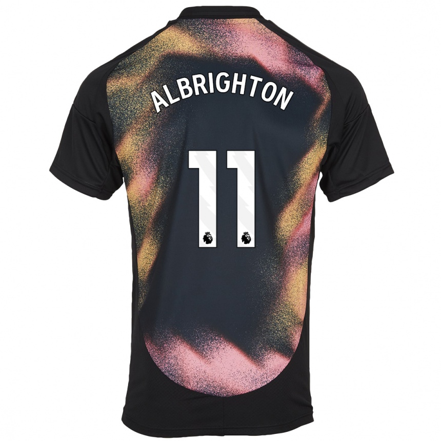 Niño Fútbol Camiseta Marc Albrighton #11 Negro Blanco 2ª Equipación 2024/25 Argentina