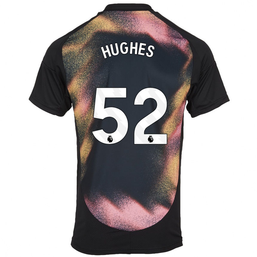 Niño Fútbol Camiseta Iestyn Hughes #52 Negro Blanco 2ª Equipación 2024/25 Argentina