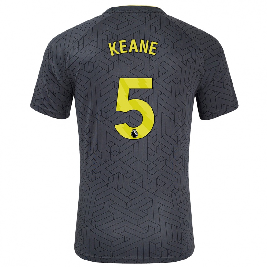 Niño Fútbol Camiseta Michael Keane #5 Negro Amarillo 2ª Equipación 2024/25 Argentina