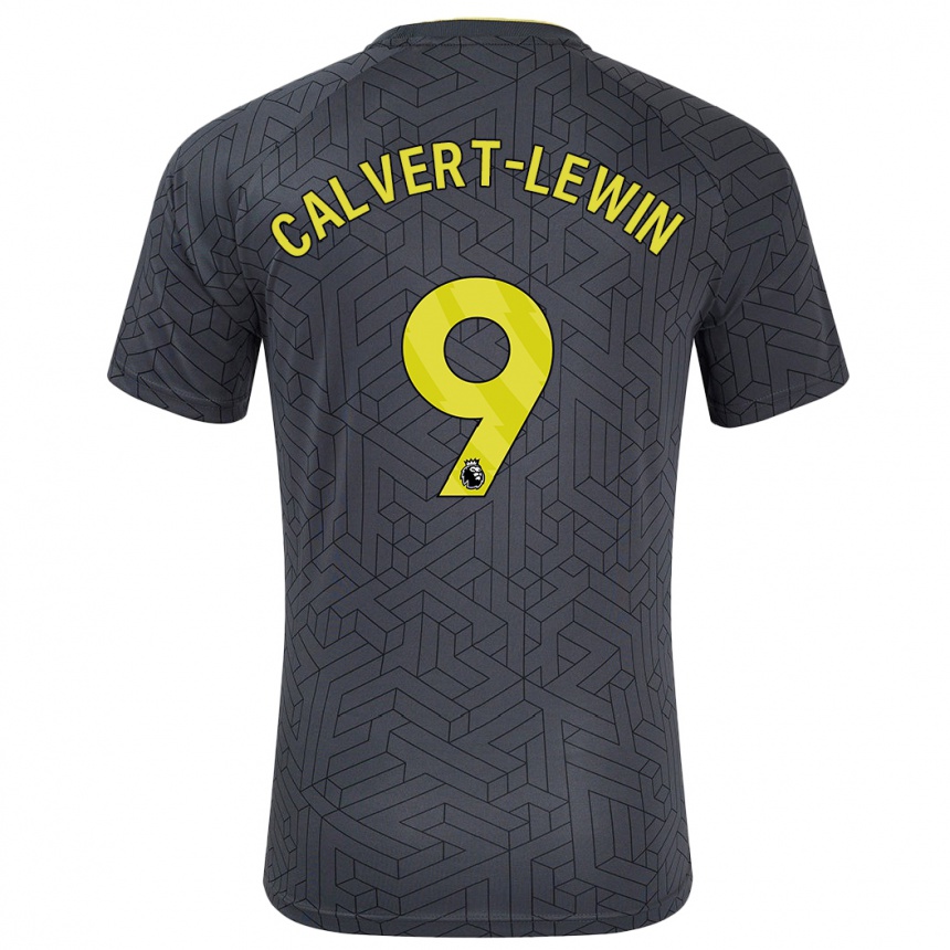 Niño Fútbol Camiseta Dominic Calvert-Lewin #9 Negro Amarillo 2ª Equipación 2024/25 Argentina