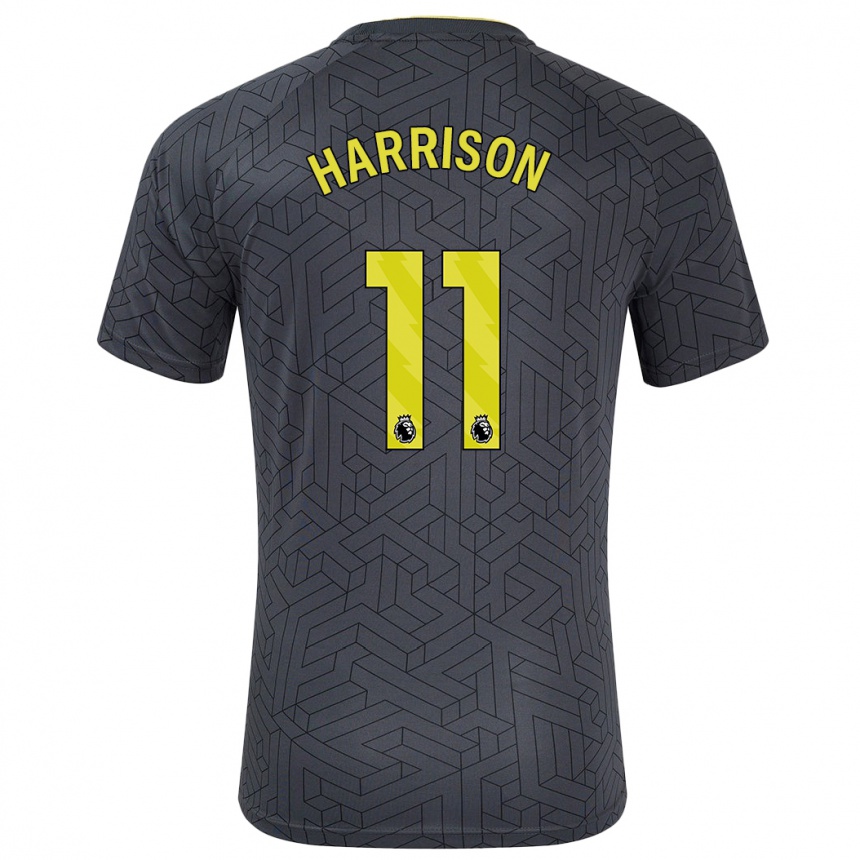 Niño Fútbol Camiseta Jack Harrison #11 Negro Amarillo 2ª Equipación 2024/25 Argentina