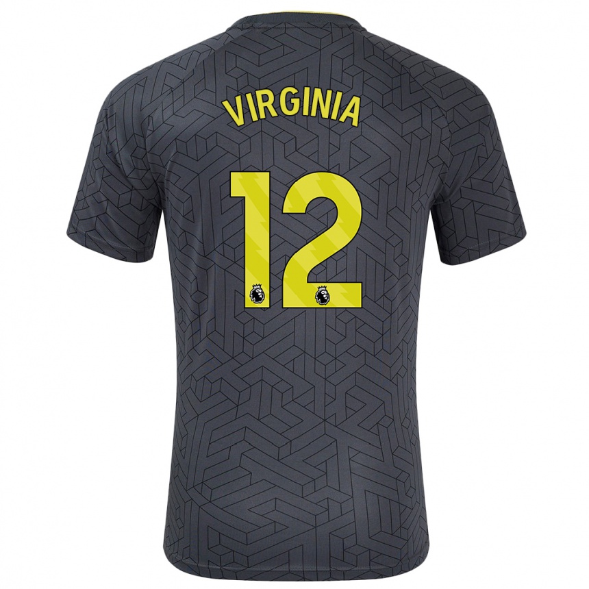 Niño Fútbol Camiseta João Virgínia #12 Negro Amarillo 2ª Equipación 2024/25 Argentina