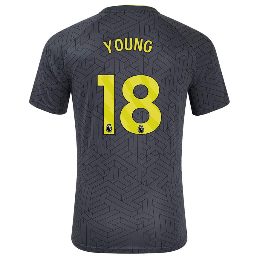 Niño Fútbol Camiseta Ashley Young #18 Negro Amarillo 2ª Equipación 2024/25 Argentina