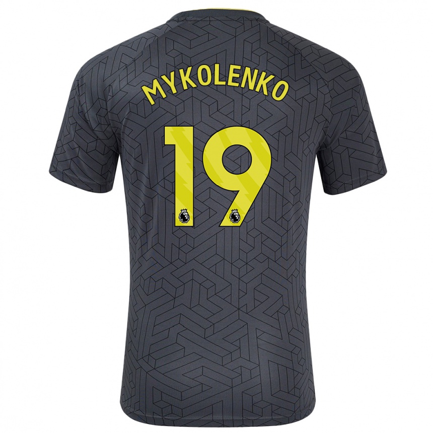 Niño Fútbol Camiseta Vitaliy Mykolenko #19 Negro Amarillo 2ª Equipación 2024/25 Argentina