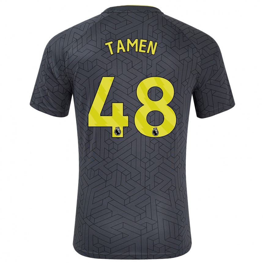 Niño Fútbol Camiseta William Tamen #48 Negro Amarillo 2ª Equipación 2024/25 Argentina