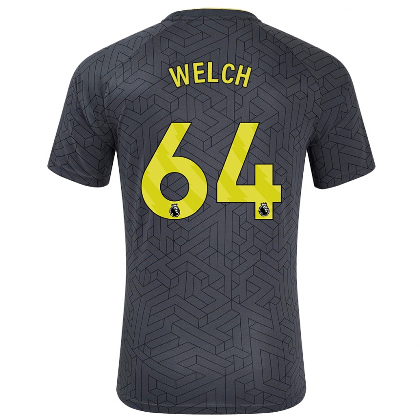 Niño Fútbol Camiseta Reece Welch #64 Negro Amarillo 2ª Equipación 2024/25 Argentina