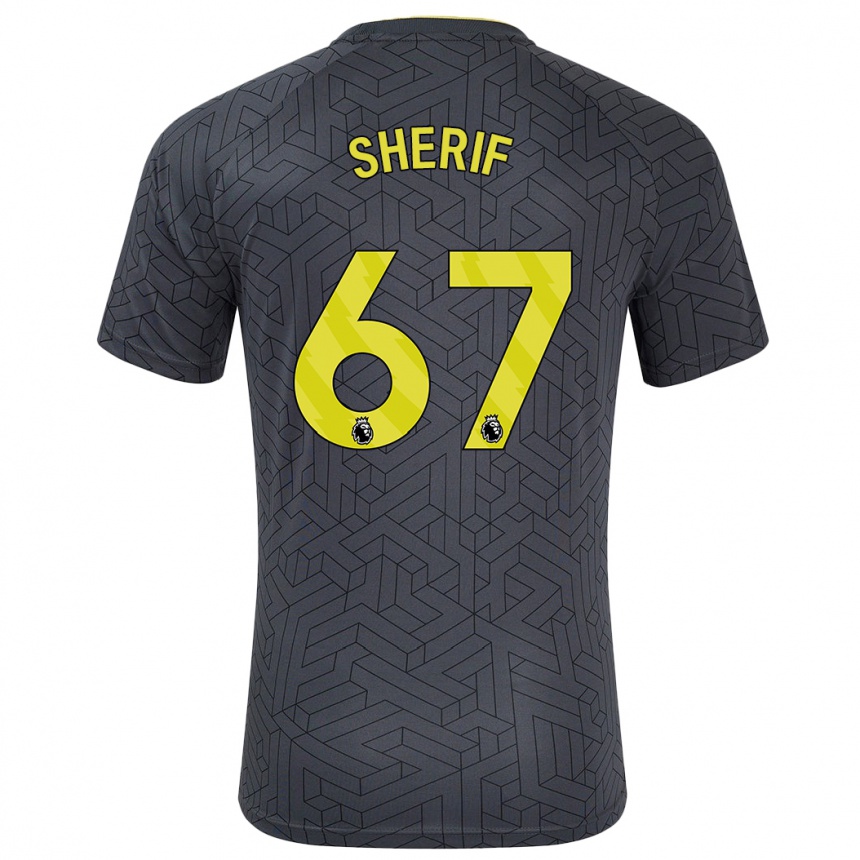 Niño Fútbol Camiseta Martin Sherif #67 Negro Amarillo 2ª Equipación 2024/25 Argentina