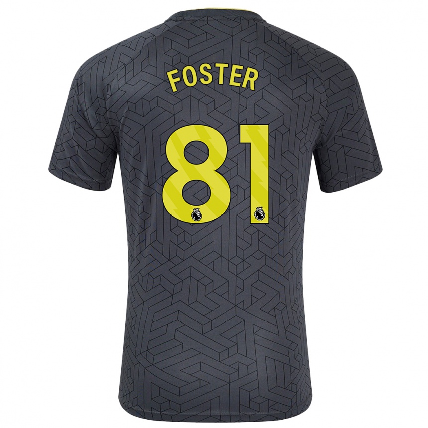 Niño Fútbol Camiseta Harvey Foster #81 Negro Amarillo 2ª Equipación 2024/25 Argentina