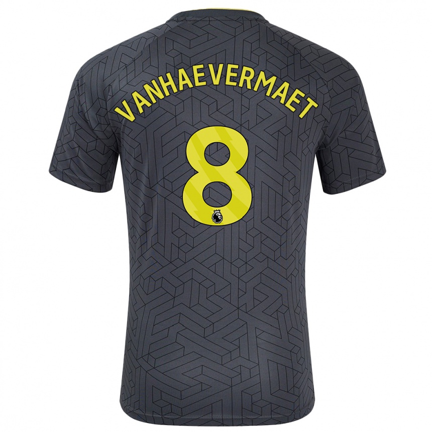 Niño Fútbol Camiseta Justine Vanhaevermaet #8 Negro Amarillo 2ª Equipación 2024/25 Argentina