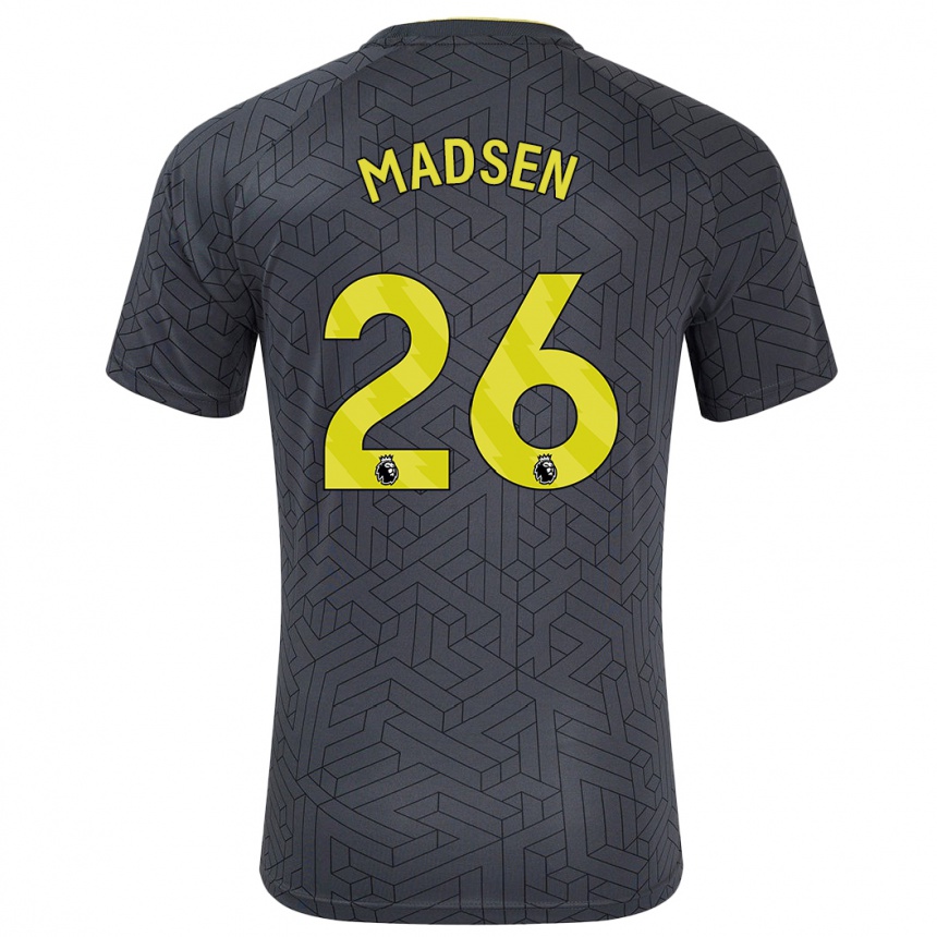 Niño Fútbol Camiseta Rikke Madsen #26 Negro Amarillo 2ª Equipación 2024/25 Argentina