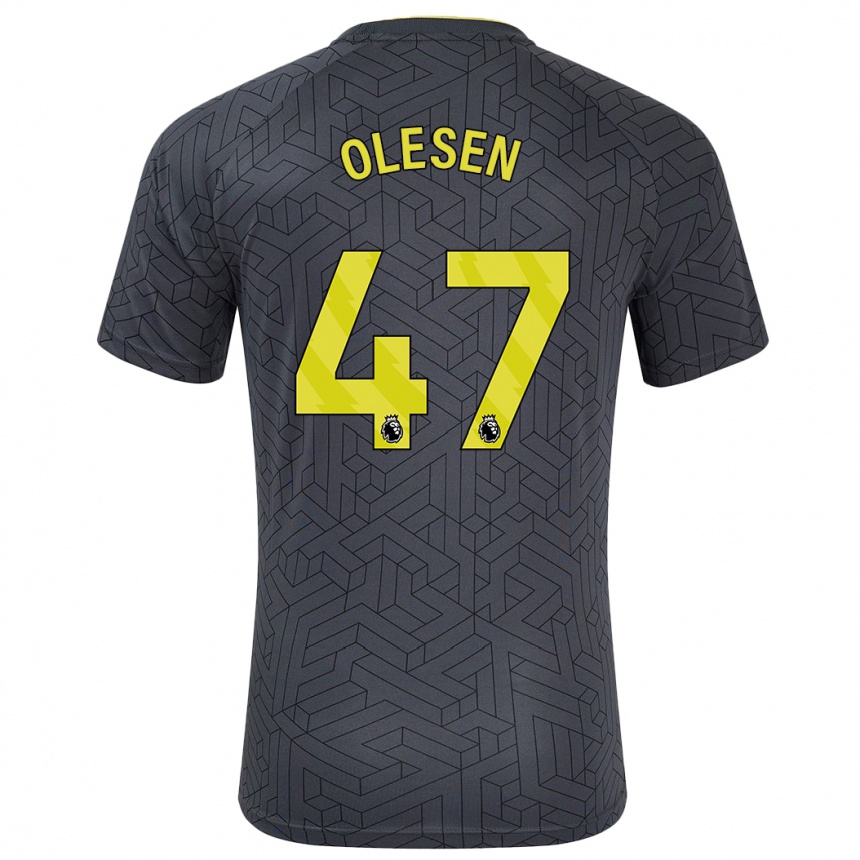 Niño Fútbol Camiseta Karoline Olesen #47 Negro Amarillo 2ª Equipación 2024/25 Argentina