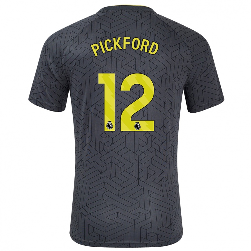 Niño Fútbol Camiseta Jordan Pickford #12 Negro Amarillo 2ª Equipación 2024/25 Argentina