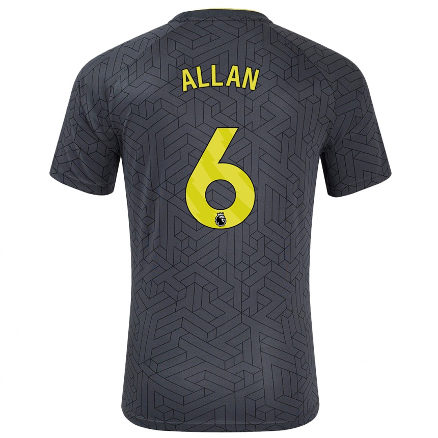 Niño Fútbol Camiseta Allan #6 Negro Amarillo 2ª Equipación 2024/25 Argentina