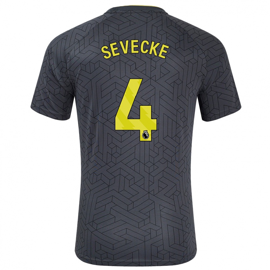 Niño Fútbol Camiseta Rikke Sevecke #4 Negro Amarillo 2ª Equipación 2024/25 Argentina