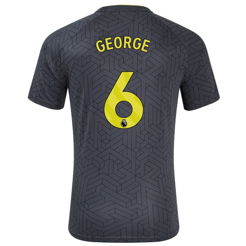 Niño Fútbol Camiseta Gabrielle George #6 Negro Amarillo 2ª Equipación 2024/25 Argentina