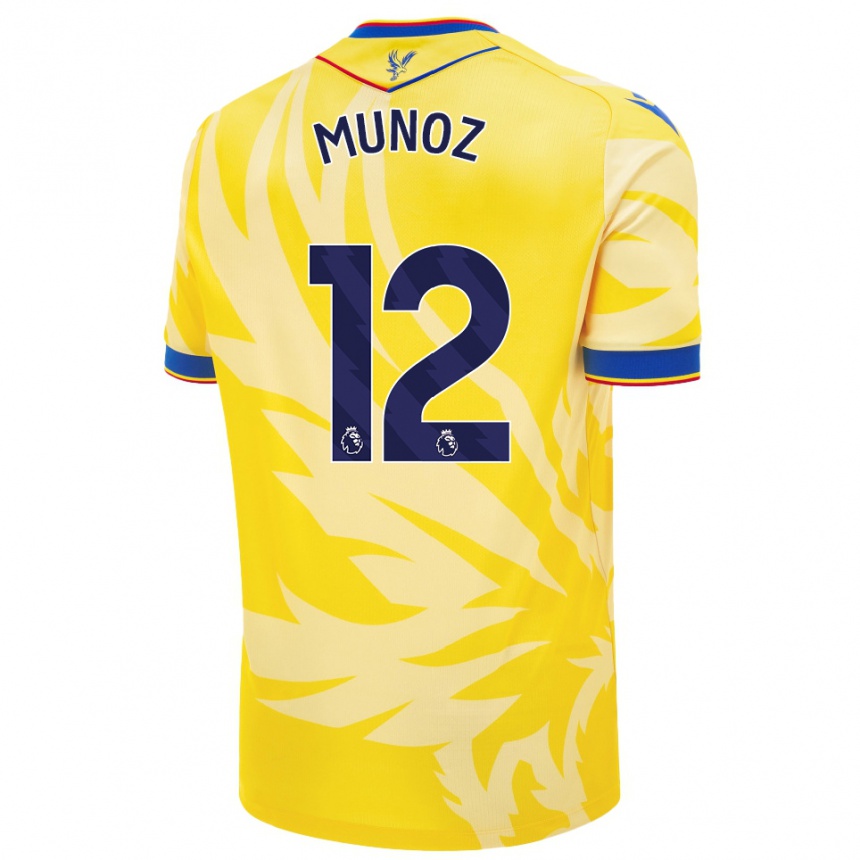 Niño Fútbol Camiseta Daniel Muñoz #12 Amarillo 2ª Equipación 2024/25 Argentina