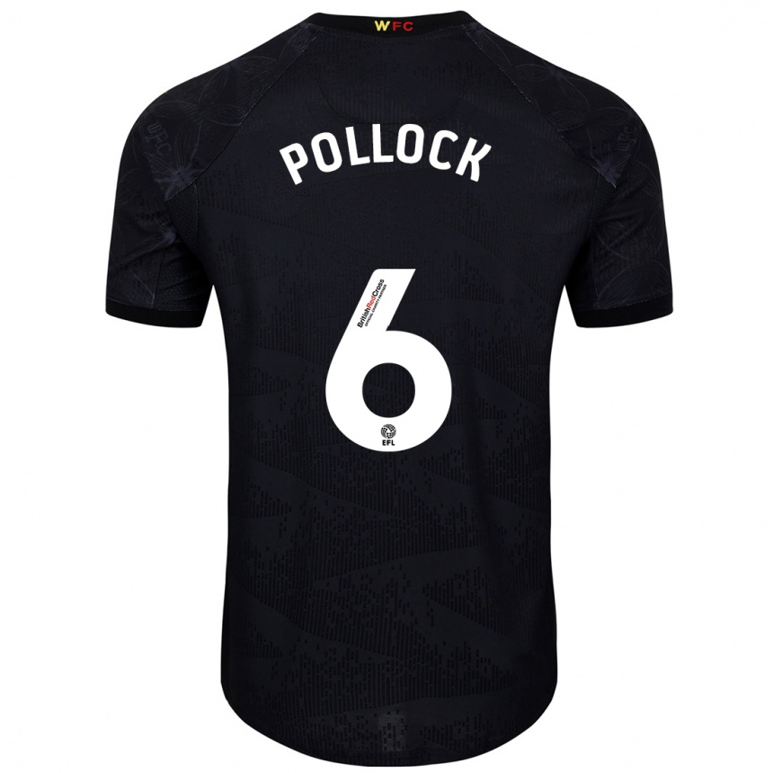 Niño Fútbol Camiseta Mattie Pollock #6 Negro Blanco 2ª Equipación 2024/25 Argentina