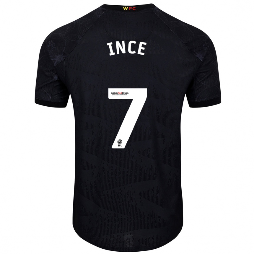 Niño Fútbol Camiseta Tom Ince #7 Negro Blanco 2ª Equipación 2024/25 Argentina