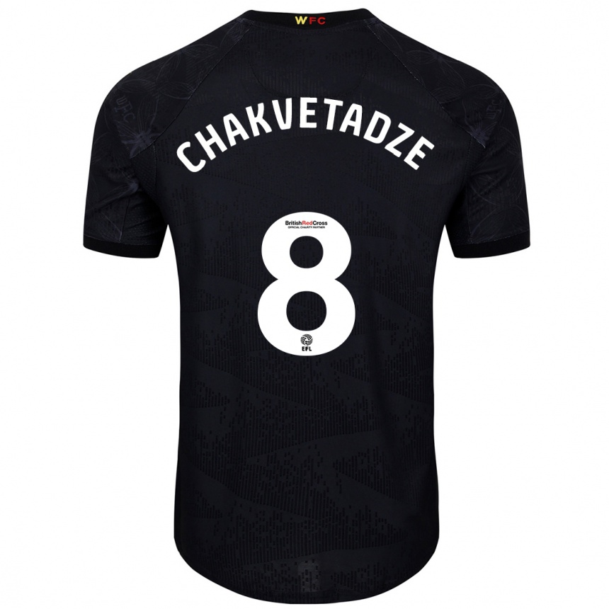 Niño Fútbol Camiseta Giorgi Chakvetadze #8 Negro Blanco 2ª Equipación 2024/25 Argentina