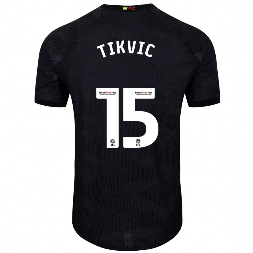 Niño Fútbol Camiseta Antonio Tikvic #15 Negro Blanco 2ª Equipación 2024/25 Argentina