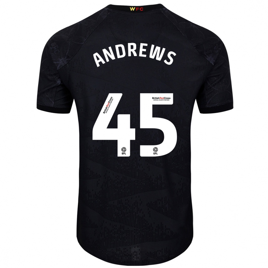 Niño Fútbol Camiseta Ryan Andrews #45 Negro Blanco 2ª Equipación 2024/25 Argentina