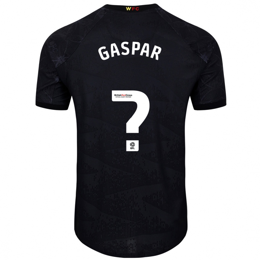 Niño Fútbol Camiseta Luigi Gaspar #0 Negro Blanco 2ª Equipación 2024/25 Argentina