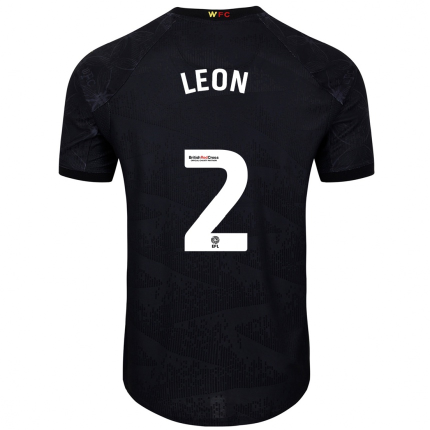 Niño Fútbol Camiseta Lucía León #2 Negro Blanco 2ª Equipación 2024/25 Argentina