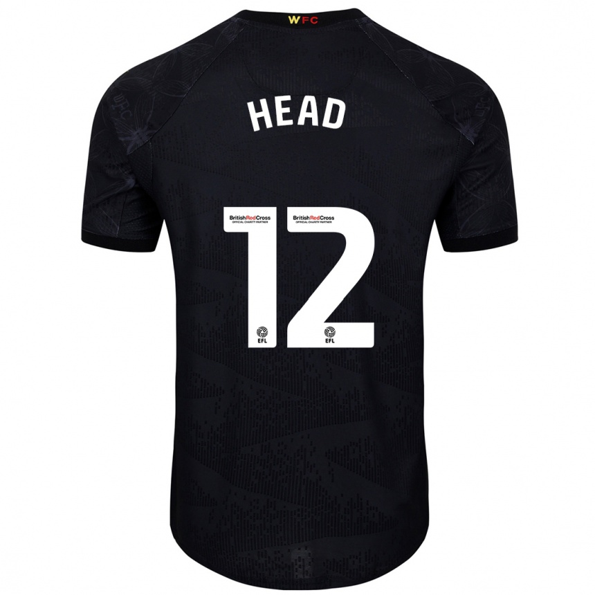 Niño Fútbol Camiseta Ellie Head #12 Negro Blanco 2ª Equipación 2024/25 Argentina