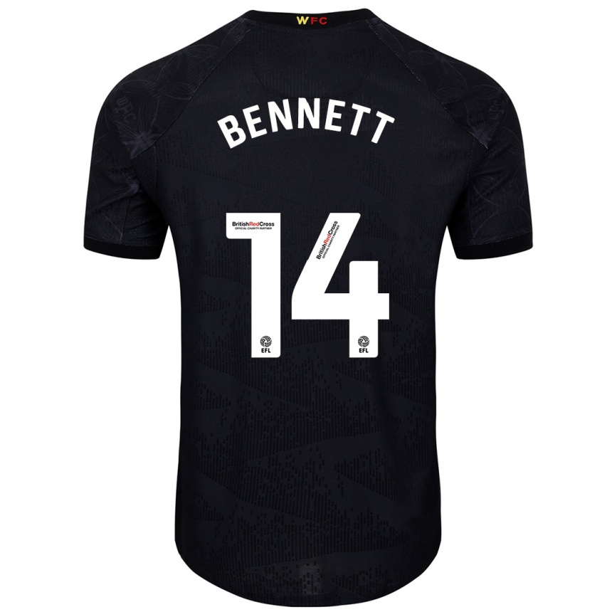 Niño Fútbol Camiseta Harley Bennett #14 Negro Blanco 2ª Equipación 2024/25 Argentina