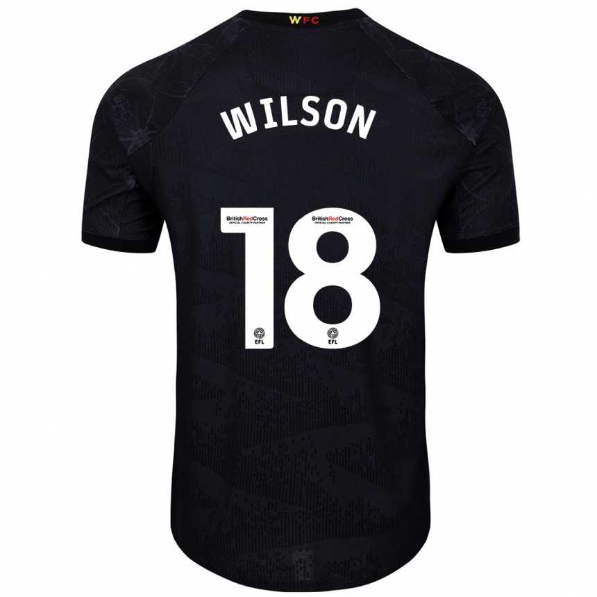 Niño Fútbol Camiseta Poppy Wilson #18 Negro Blanco 2ª Equipación 2024/25 Argentina