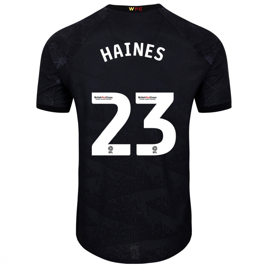 Niño Fútbol Camiseta Coral-Jade Haines #23 Negro Blanco 2ª Equipación 2024/25 Argentina